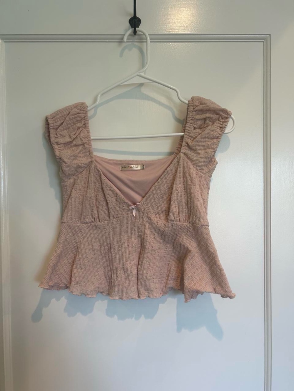 Heart Hips Light Pink Cap Sleeve Flutter Top